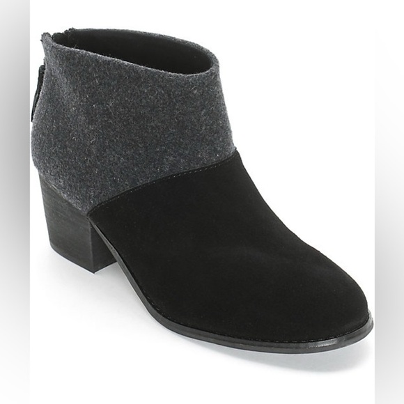 FINAL PRICE NEW Toms Leila Black Wool Felt Womens - Picture 1 of 7
